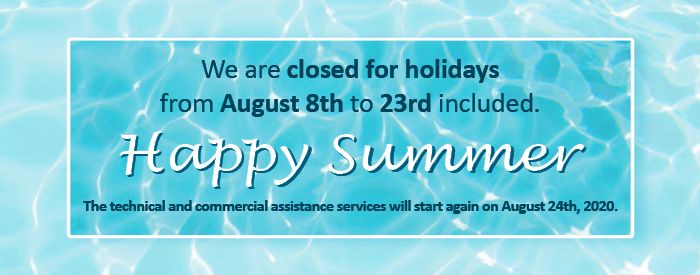 Offel S.r.l. will be closed from August 8th to August 23rd, 2020 included. We wish You Happy Summer.