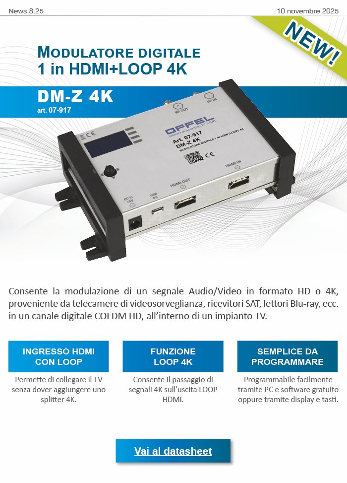 art. 07-917 DM-Z 4K Nuovo modulatore digitale 1 in HDMI+LOOP 4K
