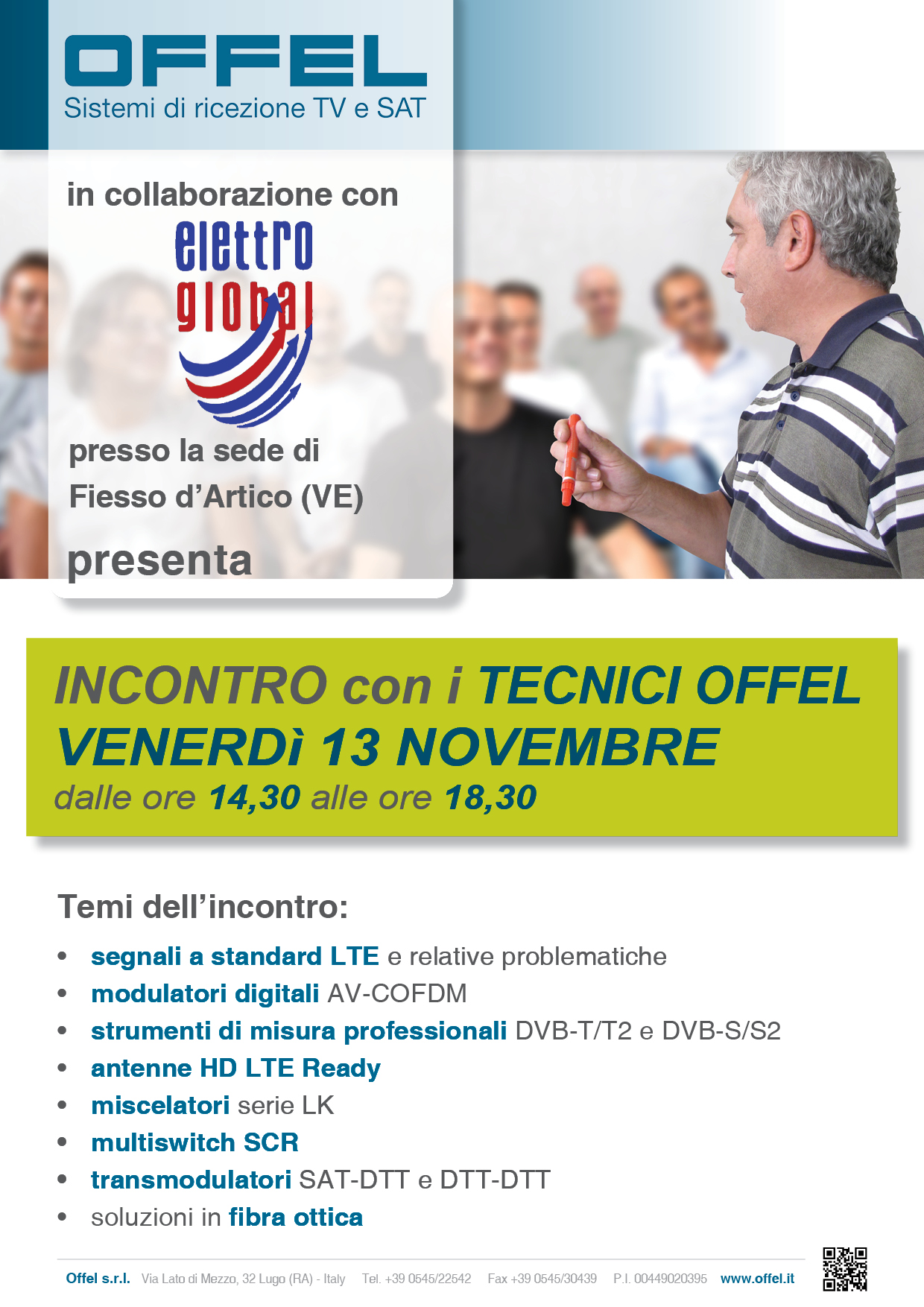 Locandina riunione del 13.11.2015 con Elettro Global a Fiesso d'Artico (VE)