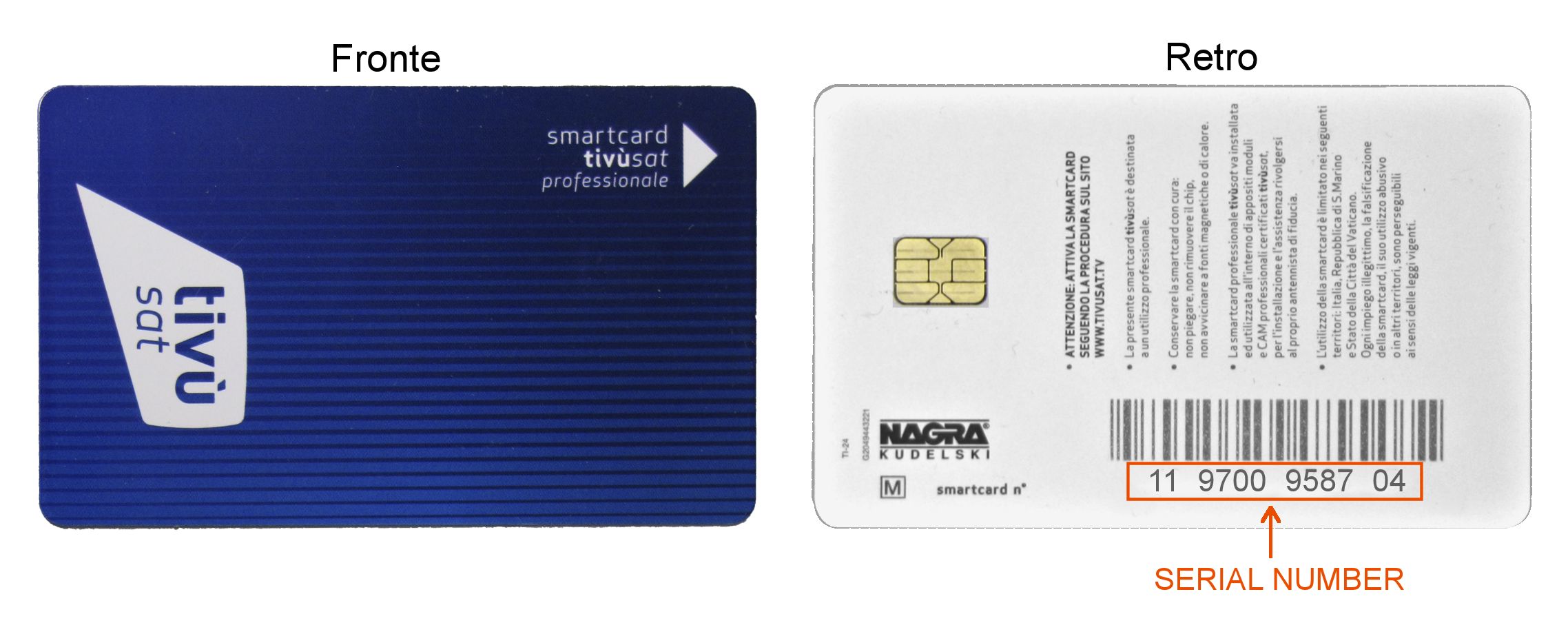 Smart card professional TivùSat fronte e retro
